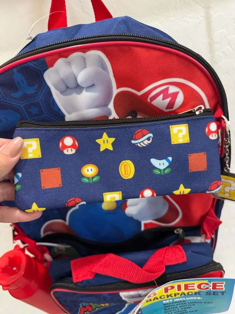 Super Mario 6-Piece Kids Backpack and Lunch Bag Set